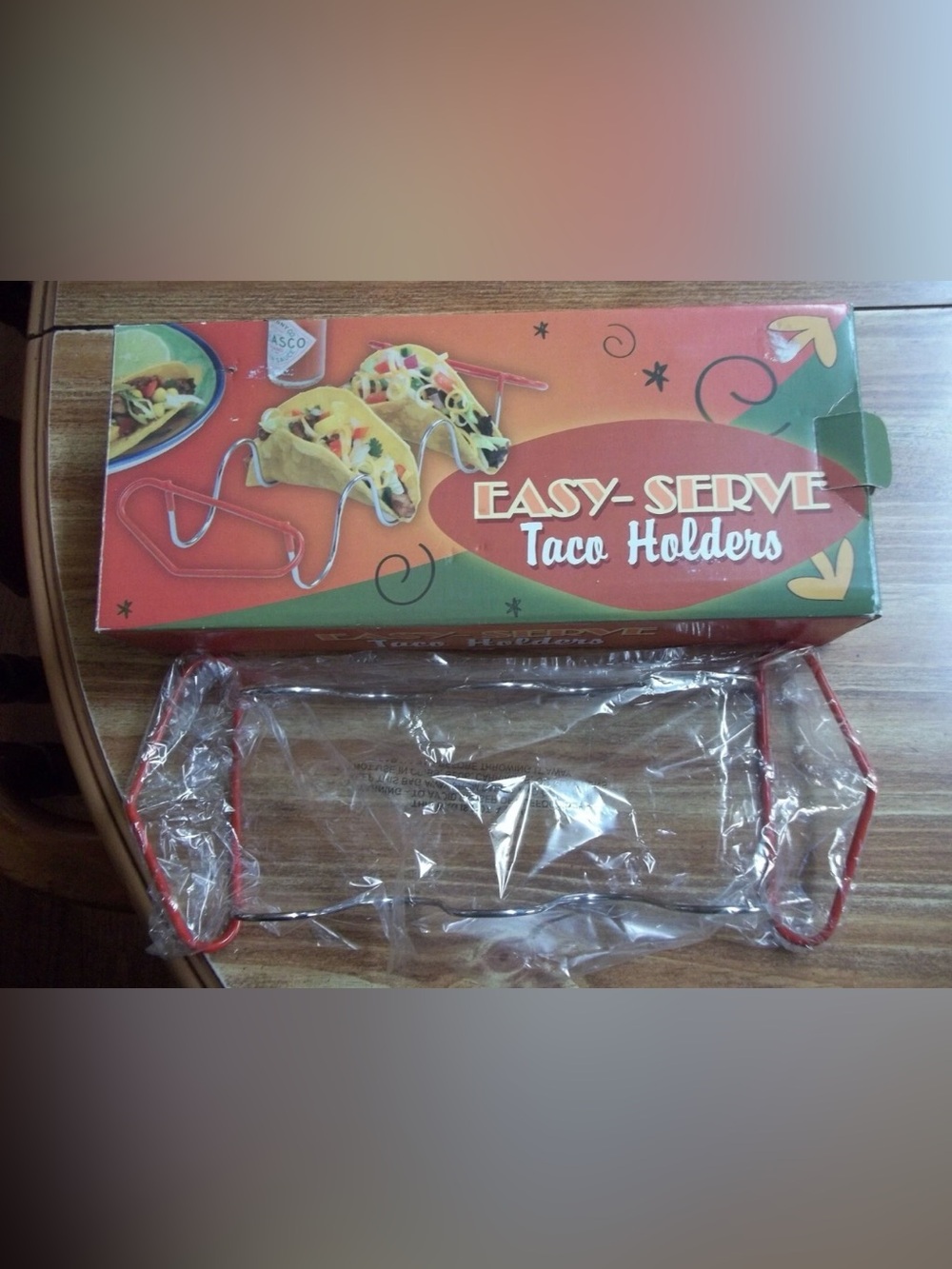 NIB Easy-Serve Taco Holders Red Metal Stand Holds 2-3 Tacos Party Serving Rack